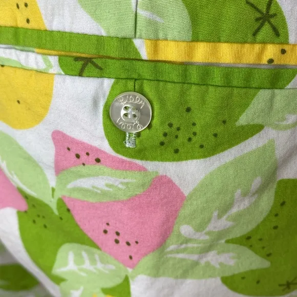 Lilly Pulitzer Vintage High Waist Lemon Lime Print Cotton Bermuda Shorts, Size 6