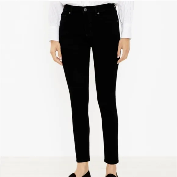 LOFT 26/2 Petite Black Denim Skinny Ankle Jeans NWT