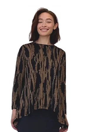 Long Sleeve Women's Printed Tunic Top with Handkerchief Hem