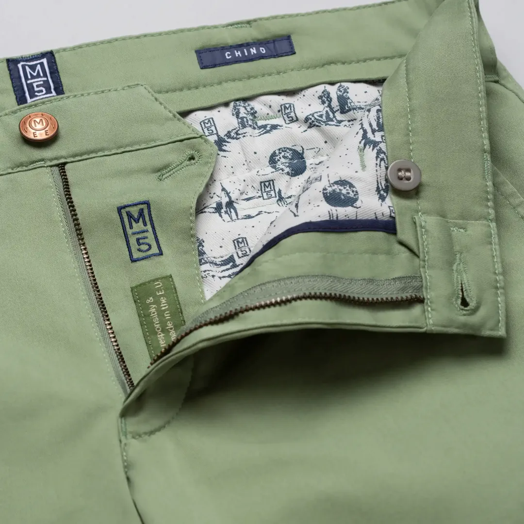 M5 by Meyer Slim Fit Stretch Chinos - Light Green
