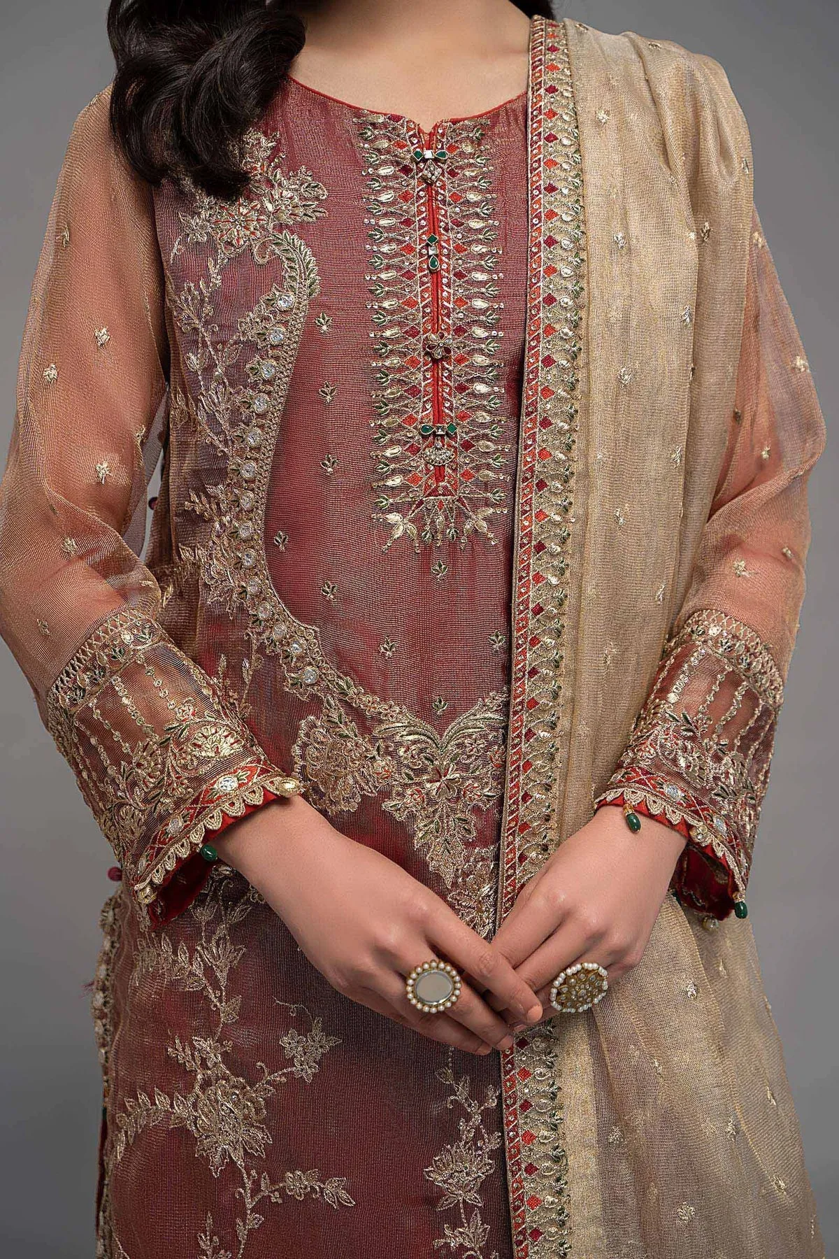 Maria B Maroon Net Embroidered Pakistani Kameez Salwar Party Wear