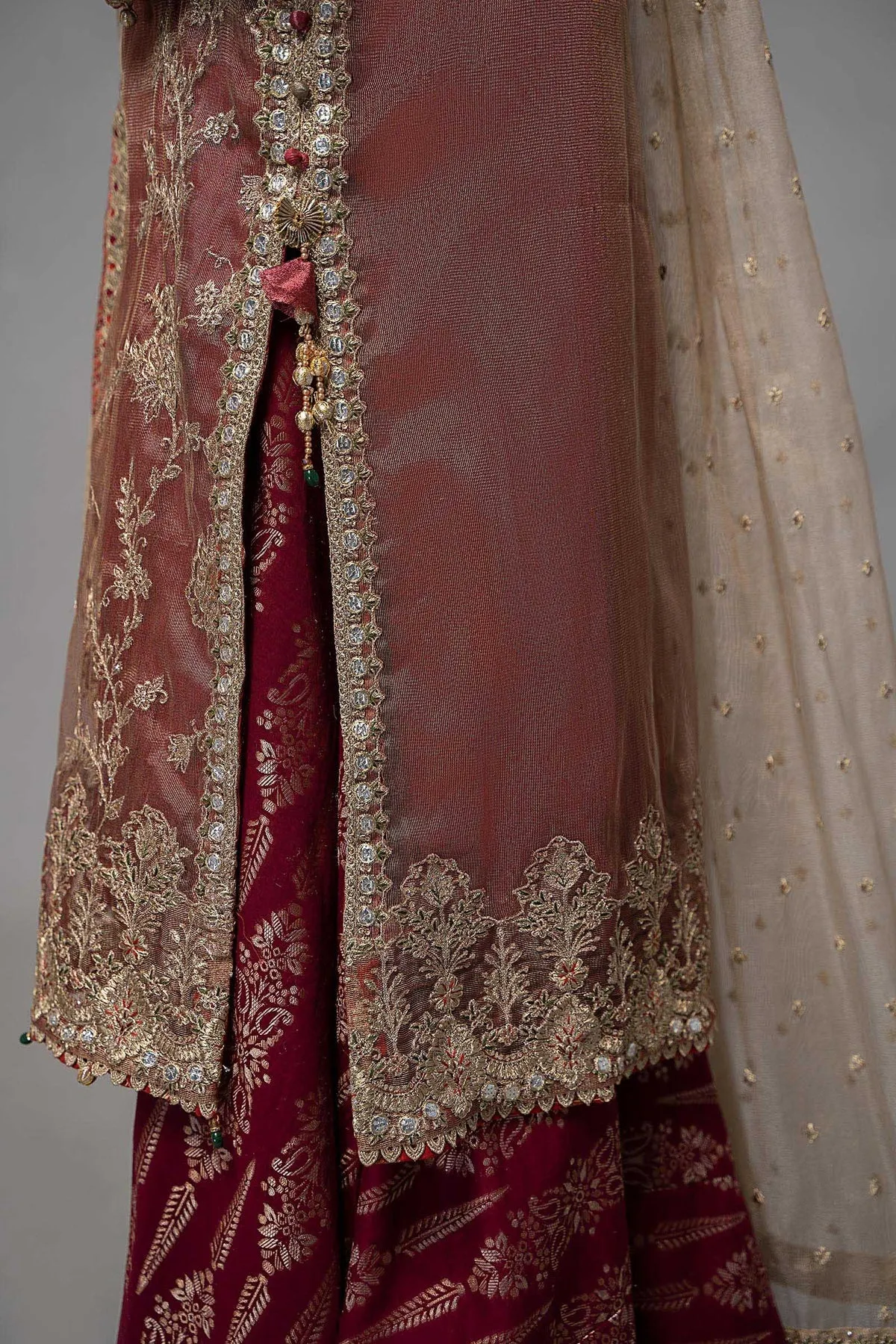 Maria B Maroon Net Embroidered Pakistani Kameez Salwar Party Wear