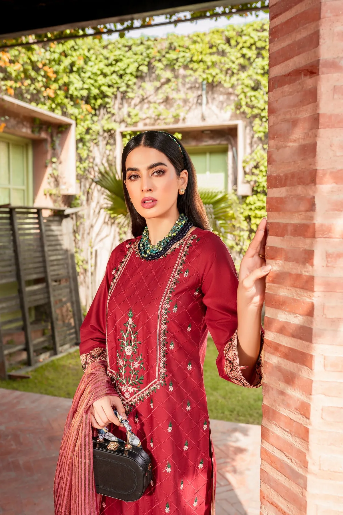 Maroon Embroidered Salwar Kameez Pakistani Eid Dress