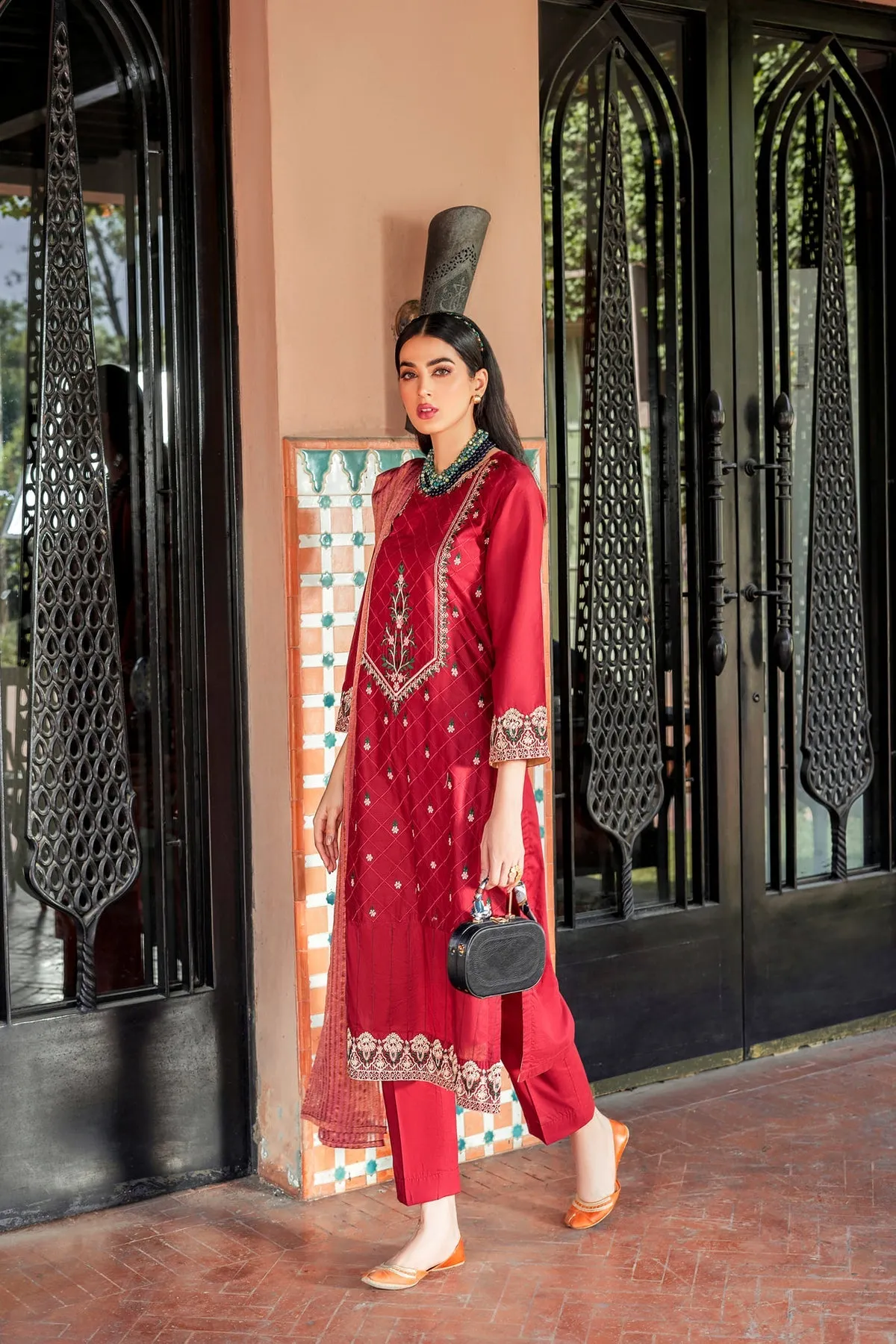 Maroon Embroidered Salwar Kameez Pakistani Eid Dress
