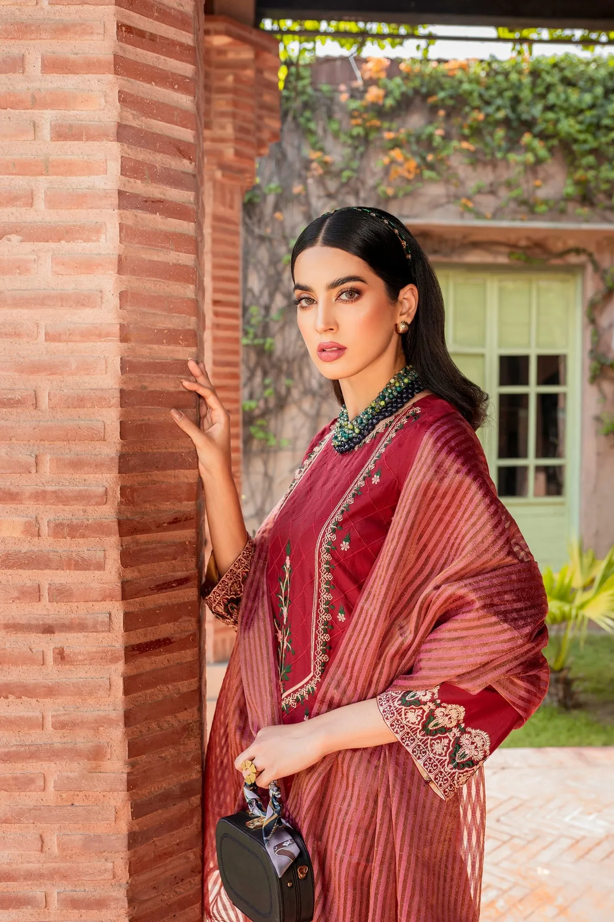 Maroon Embroidered Salwar Kameez Pakistani Eid Dress