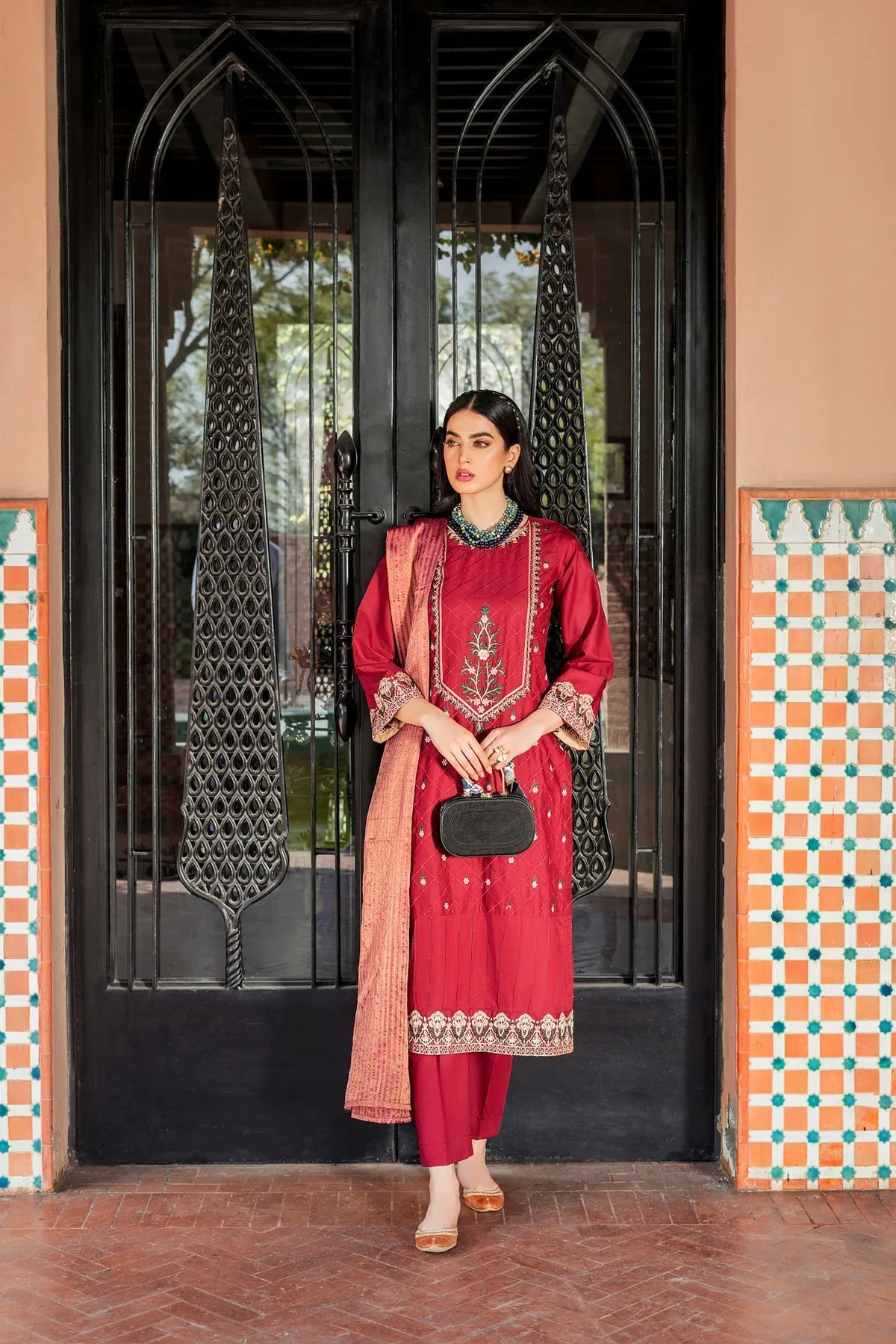 Maroon Embroidered Salwar Kameez Pakistani Eid Dress