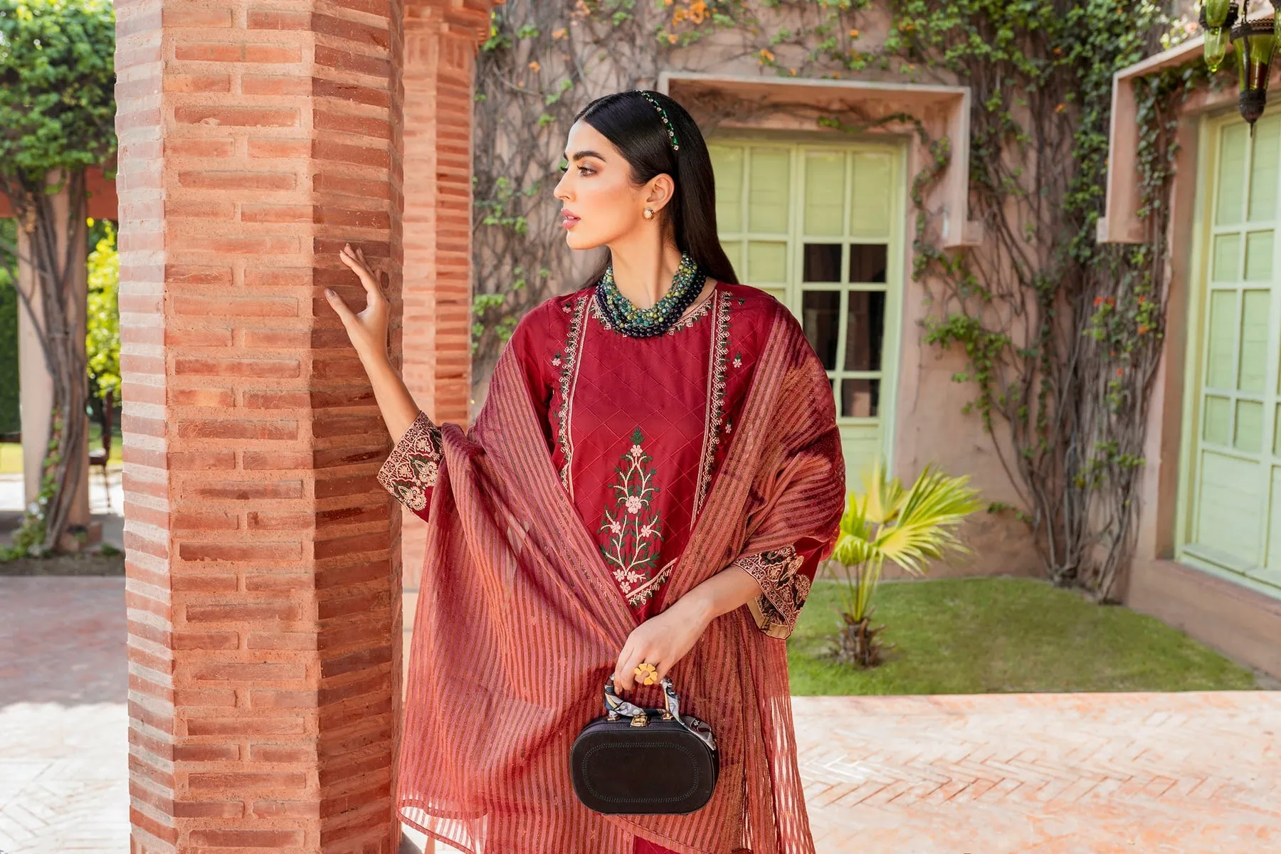 Maroon Embroidered Salwar Kameez Pakistani Eid Dress