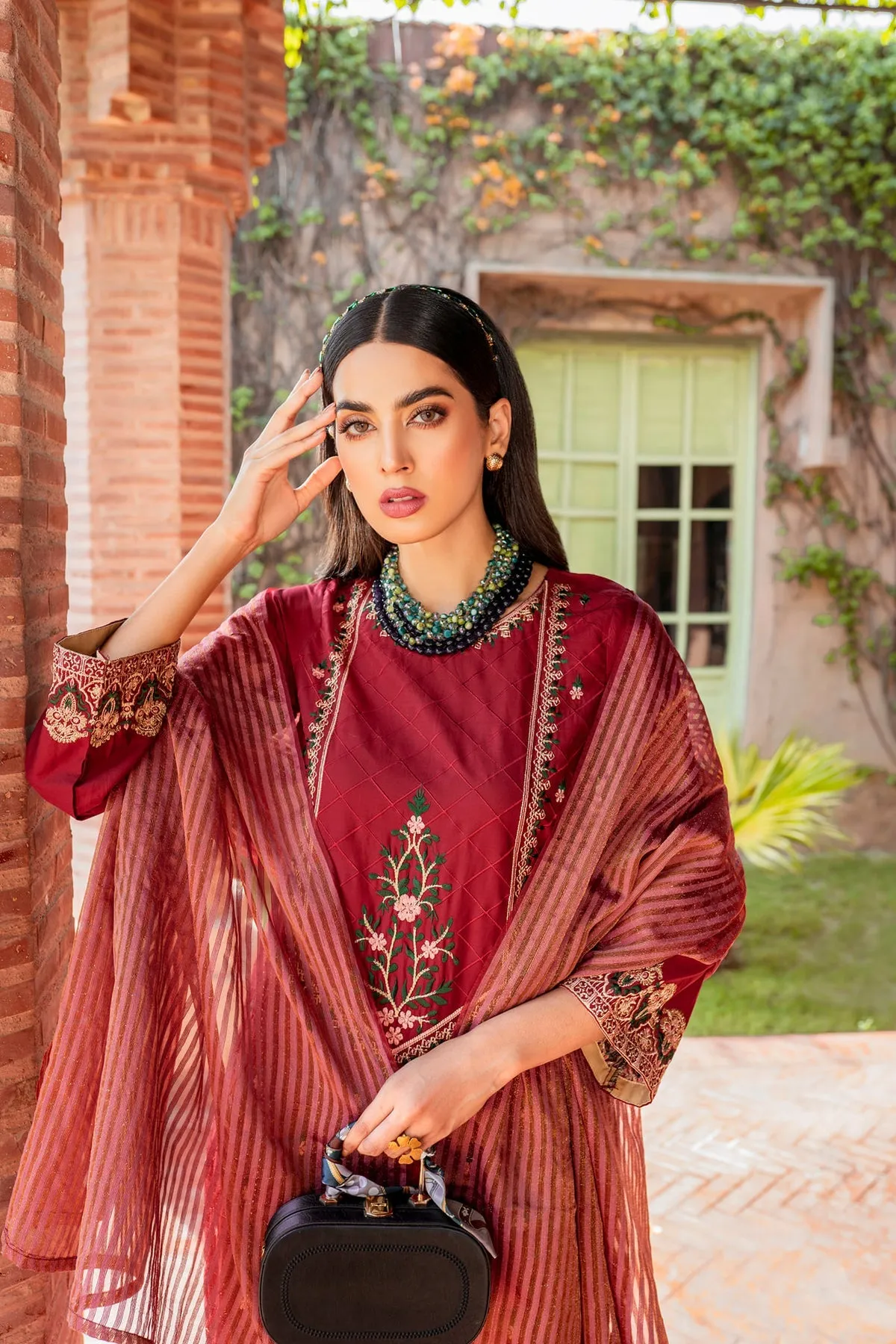 Maroon Embroidered Salwar Kameez Pakistani Eid Dress