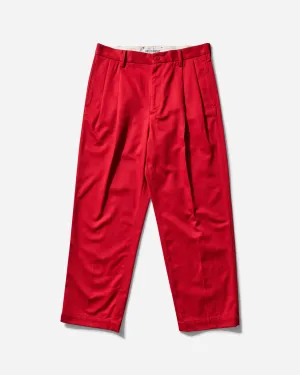 Men's Double Pleated Chino Trousers Red