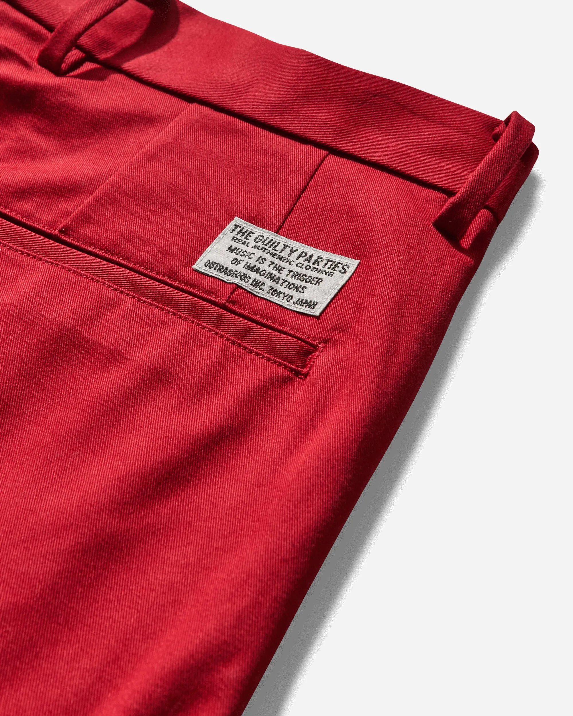 Men's Double Pleated Chino Trousers Red