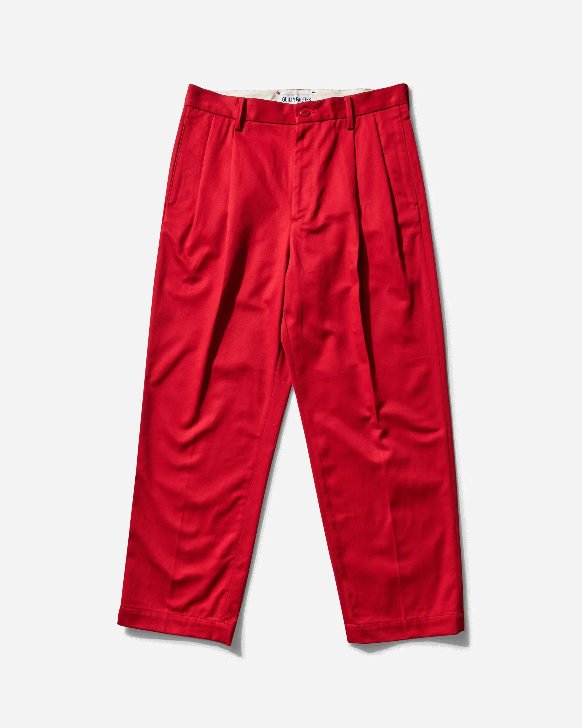 Men's Double Pleated Chino Trousers Red