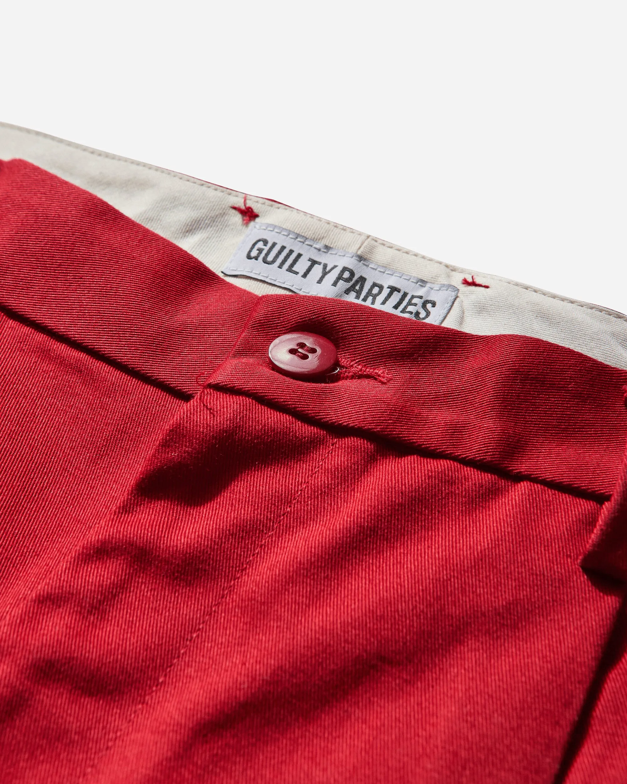 Men's Double Pleated Chino Trousers Red