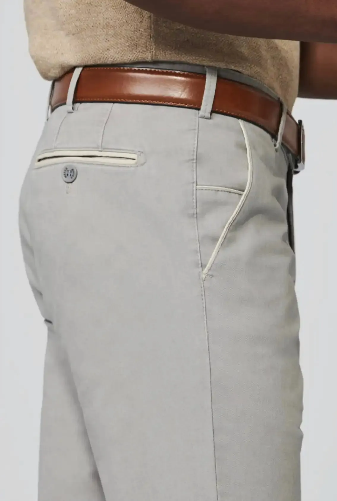 Meyer Mens Chino Trousers New York 1-5054/05 Grey/Beige