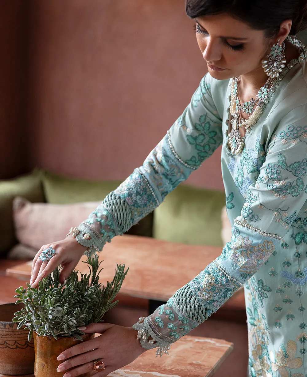Mint Green Heavily embellished Pakistani Kameez Salwar Suit with Dupatta