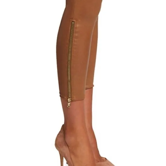New L’AGENCE Sabine Skinny High Rise Jeans Dark Khaki Coated