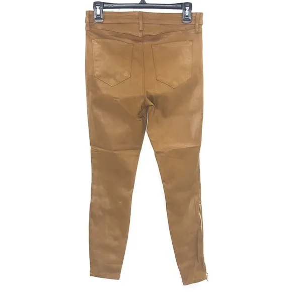 New L’AGENCE Sabine Skinny High Rise Jeans Dark Khaki Coated