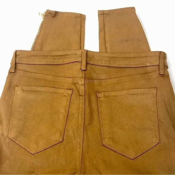 New L’AGENCE Sabine Skinny High Rise Jeans Dark Khaki Coated