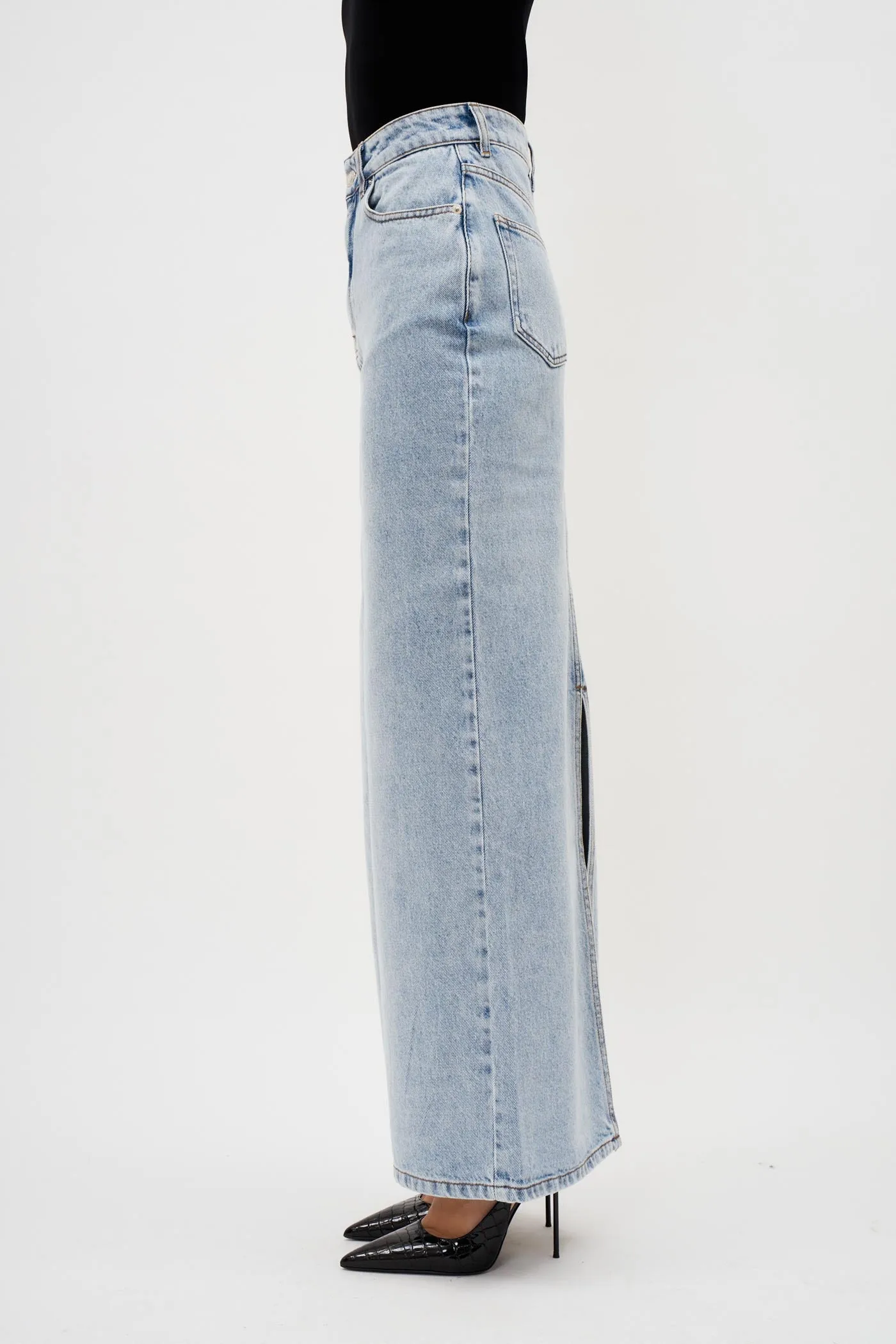 Noble Maxi Washed Blue Skirt