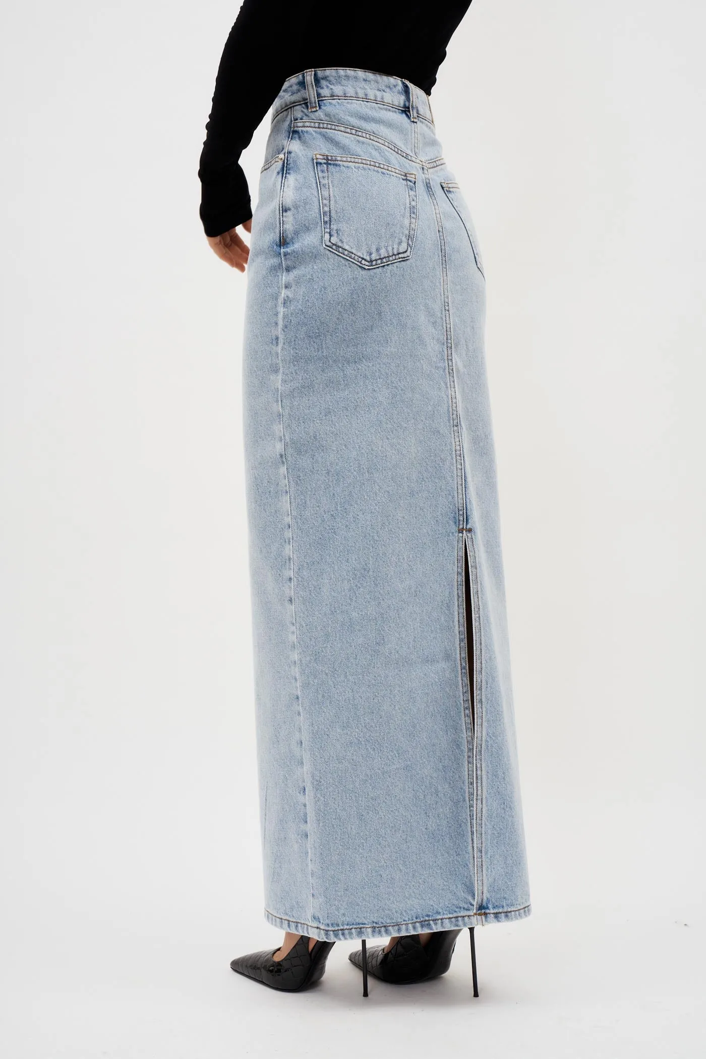 Noble Maxi Washed Blue Skirt