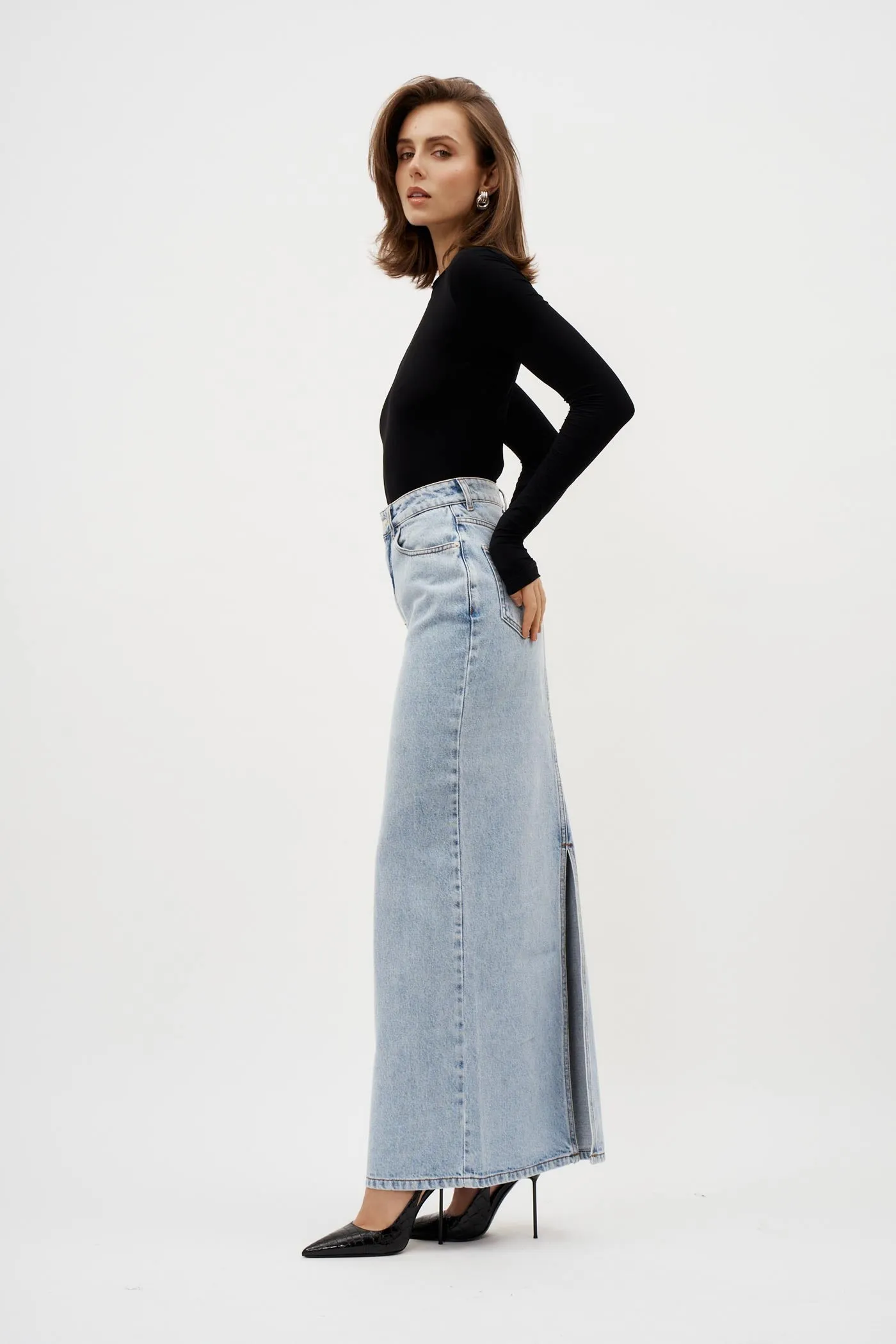 Noble Maxi Washed Blue Skirt