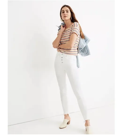 NWOT  Madewell 9&quot; Mid-Rise Skinny Jeans white