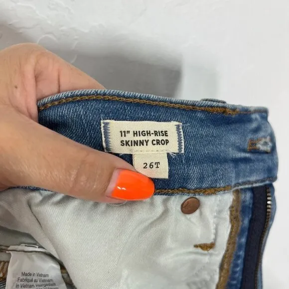 NWT Madewell 11&quot; High Rise Skinny Crop Jeans Size 26 Tall Brooksedge wash