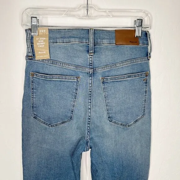 NWT Madewell 11&quot; High Rise Skinny Crop Jeans Size 26 Tall Brooksedge wash
