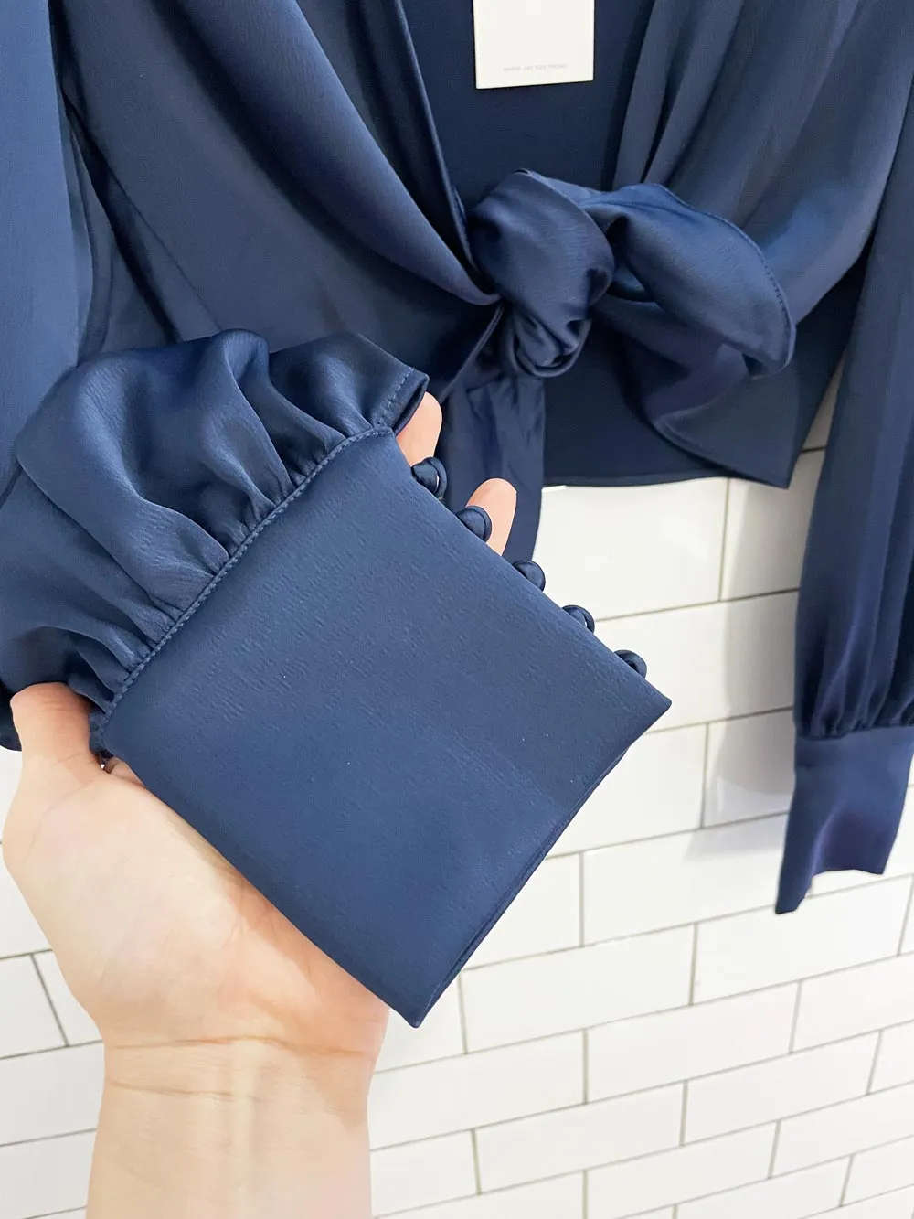 nwt wayf satin wrap blouse