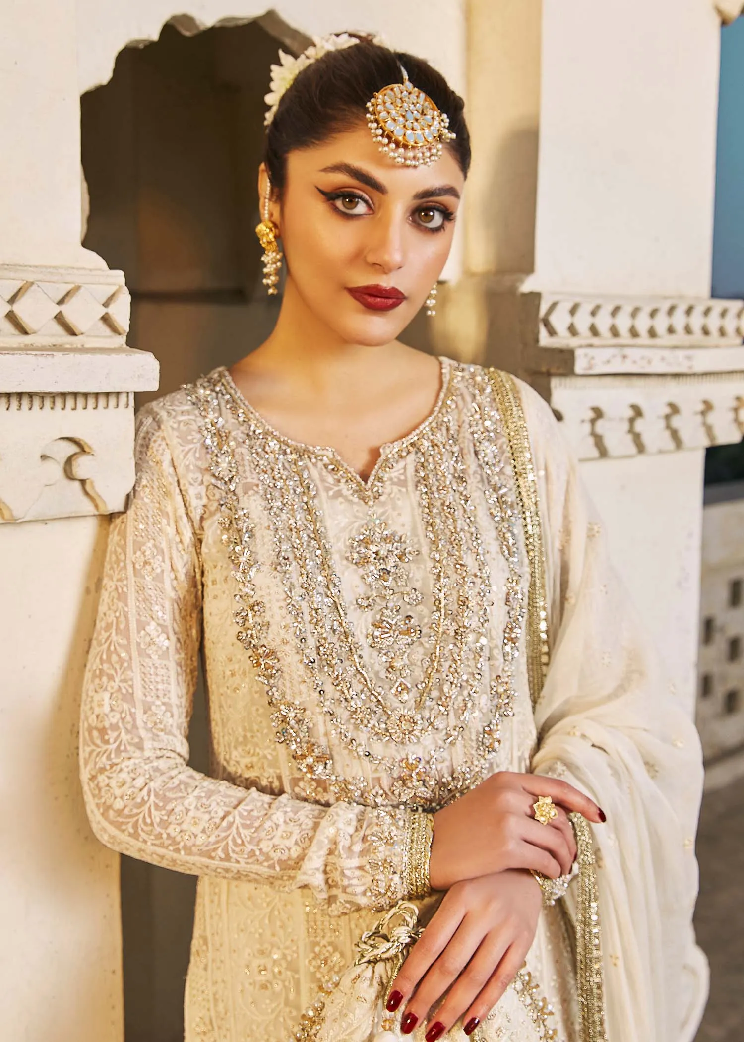 Off White Kameez and Trouser Pakistani Wedding Dress