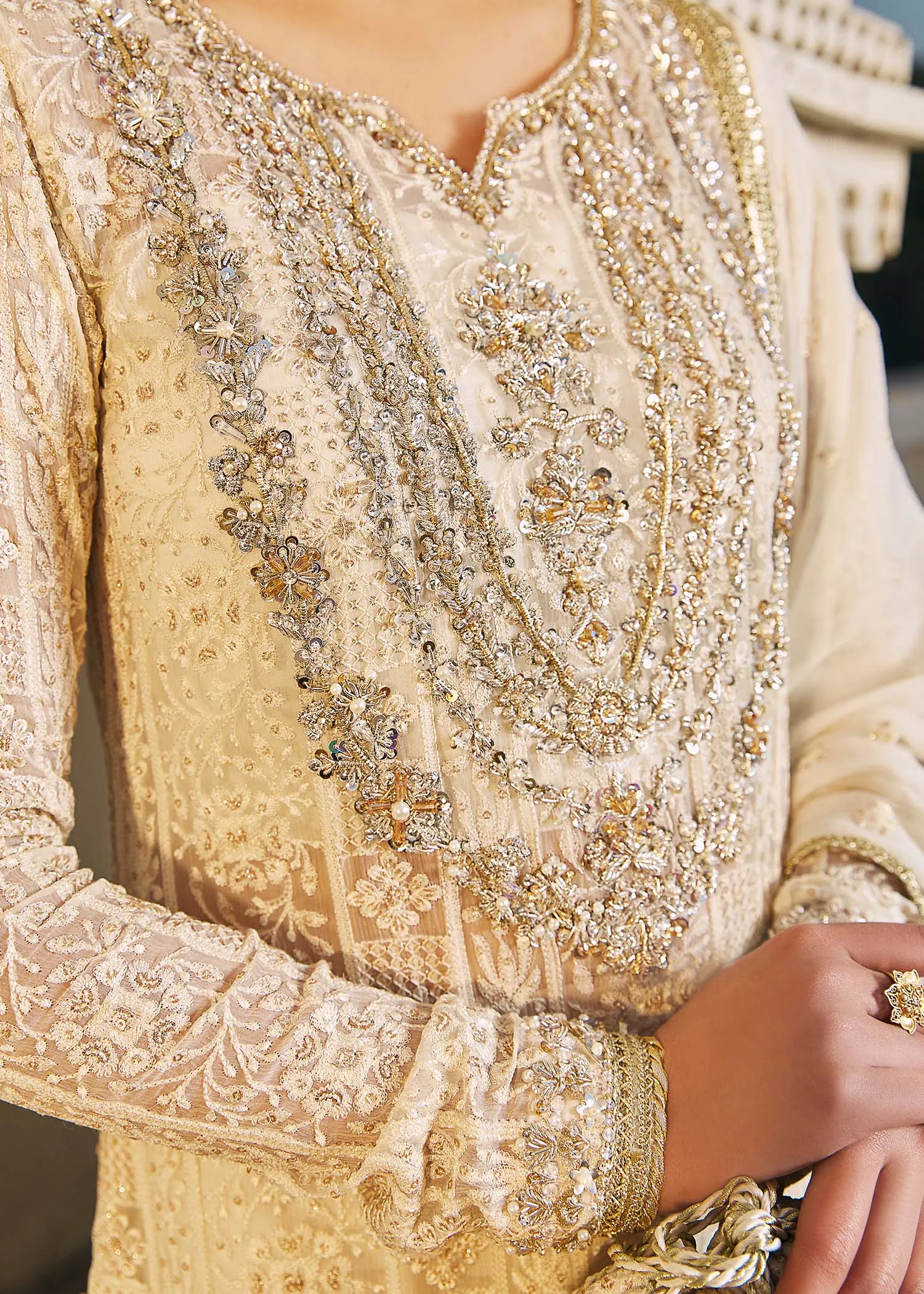 Off White Kameez and Trouser Pakistani Wedding Dress
