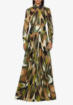 Onde Print Long Skirt