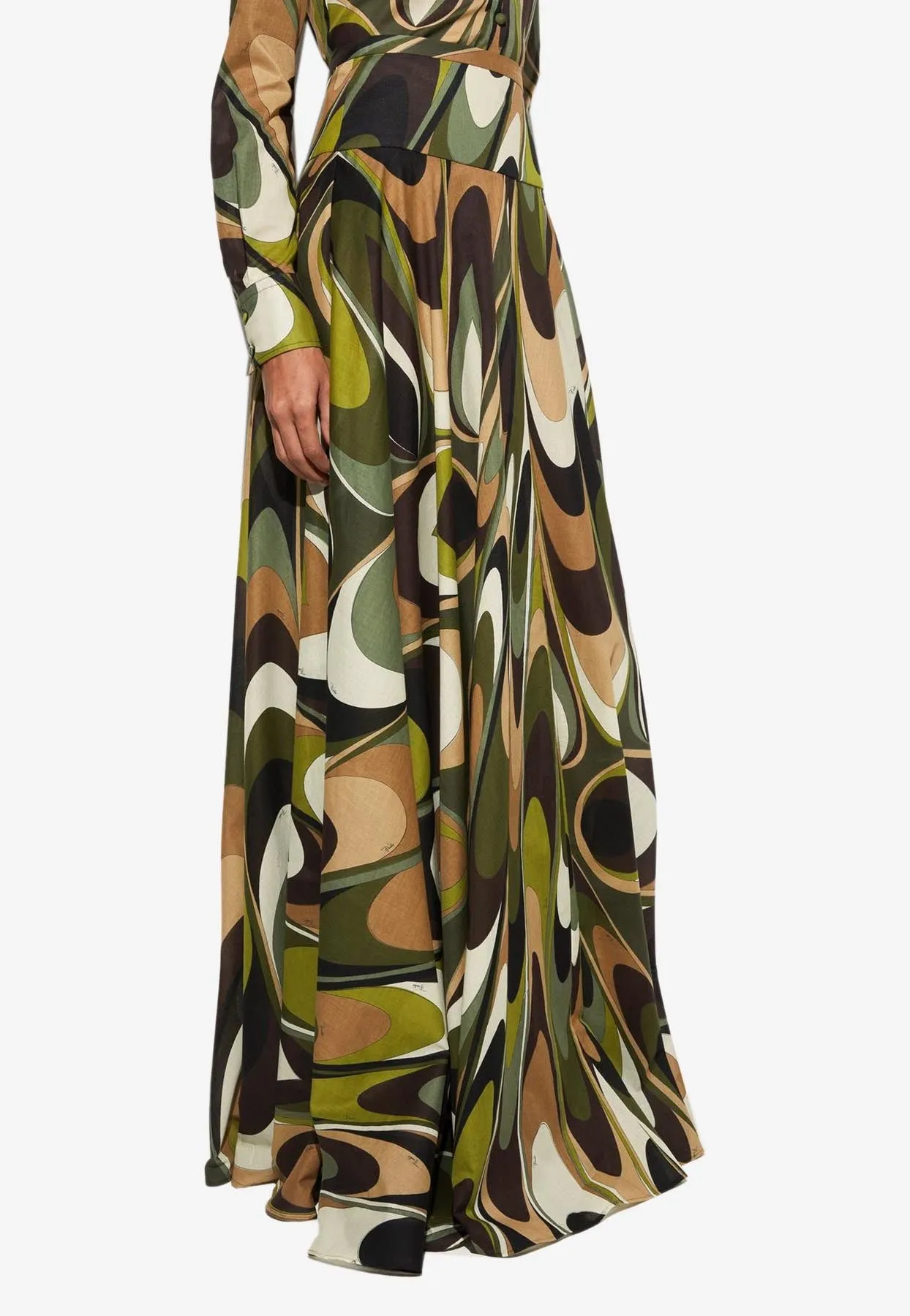 Onde Print Long Skirt