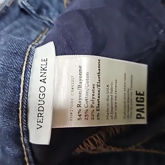 PAIGE Verdugo ankle skinny blue jeans sz 25