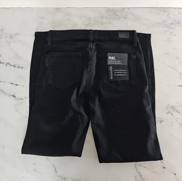 Paige Verdugo Crop Mid Rise Ultra Skinny Black Jeans 25 NWT