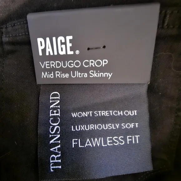 Paige Verdugo Crop Mid Rise Ultra Skinny Black Jeans 25 NWT