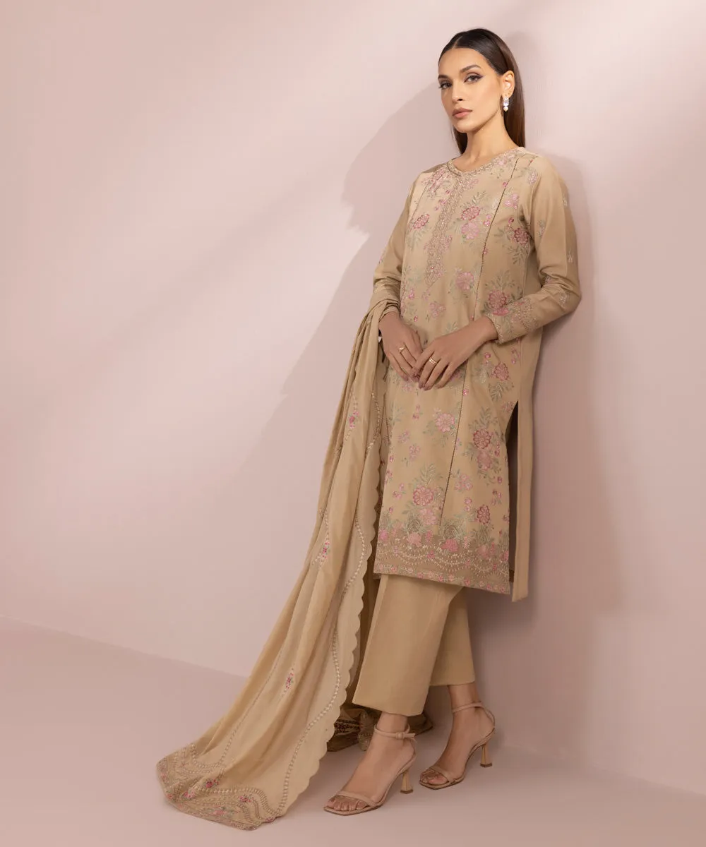 Pakistani Salwar Kameez in Beige Shade Party Wear Salwar Suit