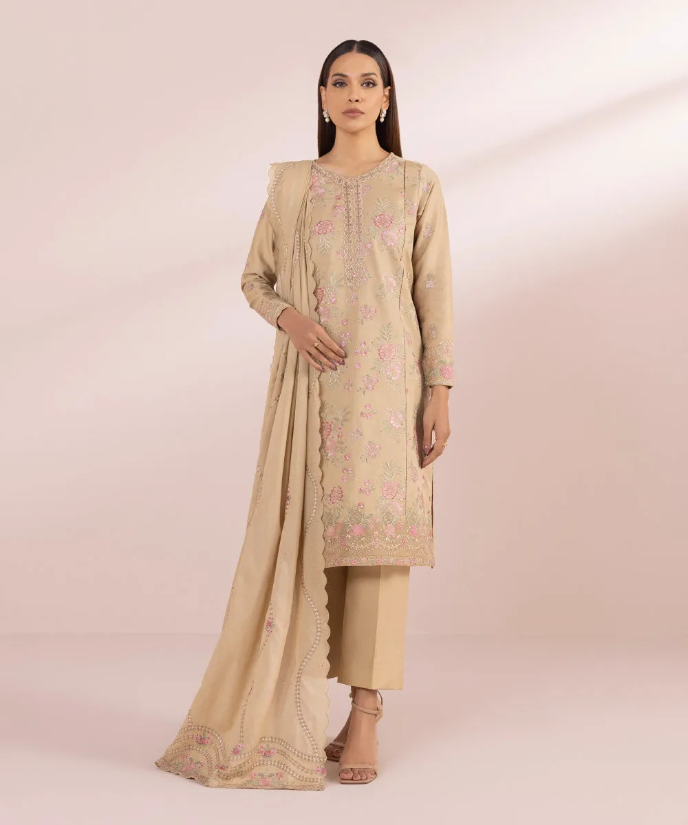 Pakistani Salwar Kameez in Beige Shade Party Wear Salwar Suit