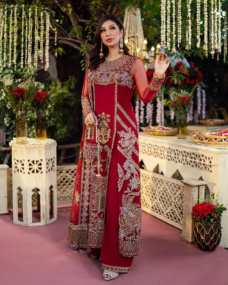 Pakistani Wedding Dress in Long Kameez Trouser Style