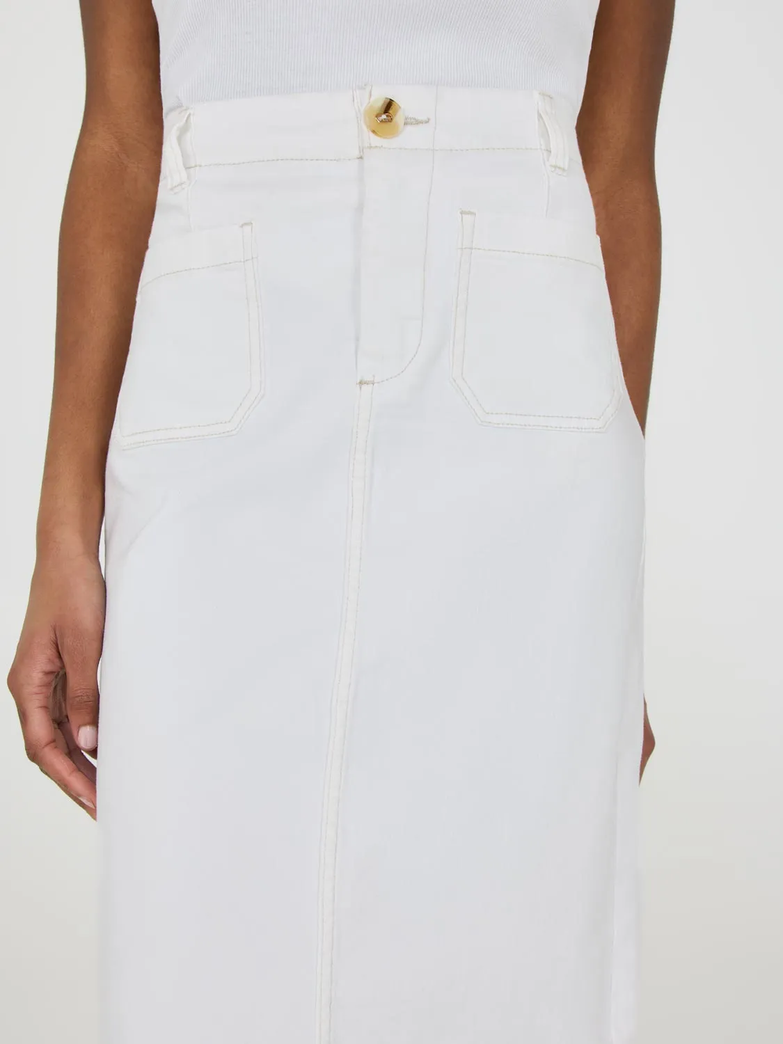 Patch Pocket Denim Pencil Skirt