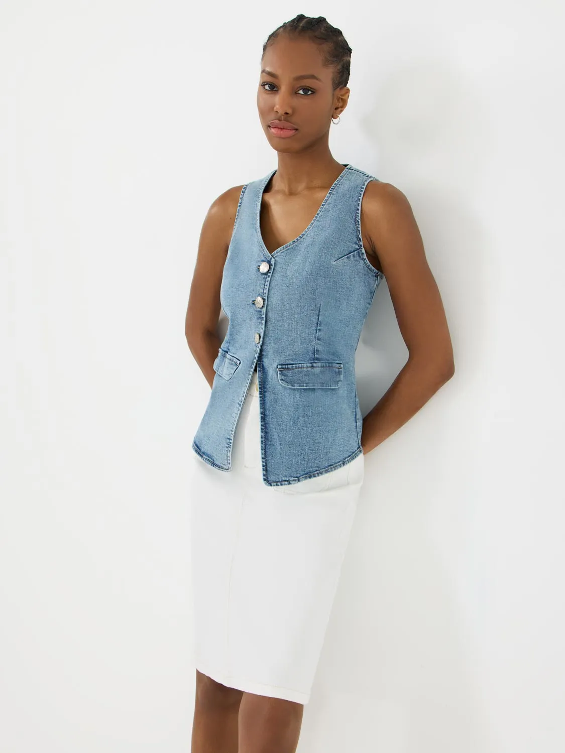Patch Pocket Denim Pencil Skirt