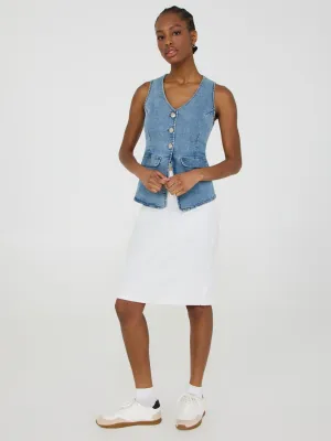 Patch Pocket Denim Pencil Skirt