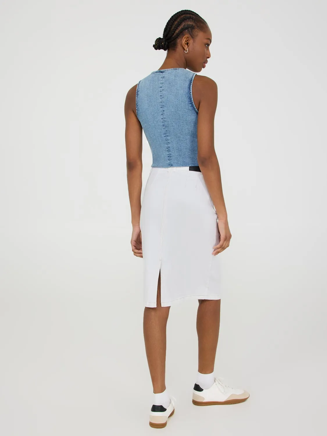 Patch Pocket Denim Pencil Skirt
