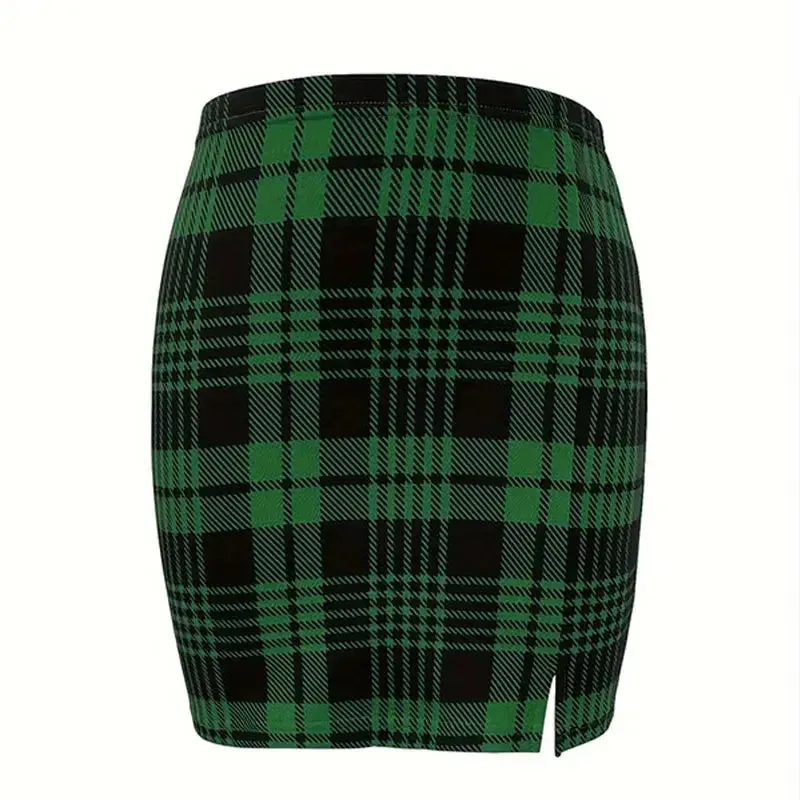 Plaid Skirt Sexy Micro Skirt Offiece Lady Red Green Elegant Pencil Mini Skirts Streetwear High Waist Lady Short Skirt for Women