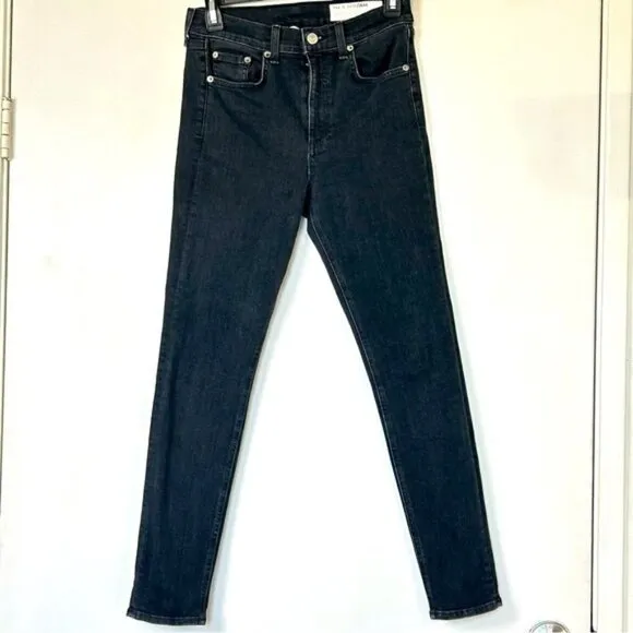 Rag &amp; Bone Nina High-Rise Ankle Skinny Black Wash Denim Jeans- Size 27