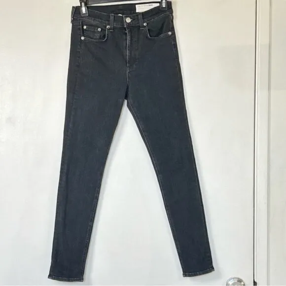 Rag &amp; Bone Nina High-Rise Ankle Skinny Black Wash Denim Jeans- Size 27