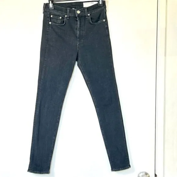 Rag &amp; Bone Nina High-Rise Ankle Skinny Black Wash Denim Jeans- Size 27