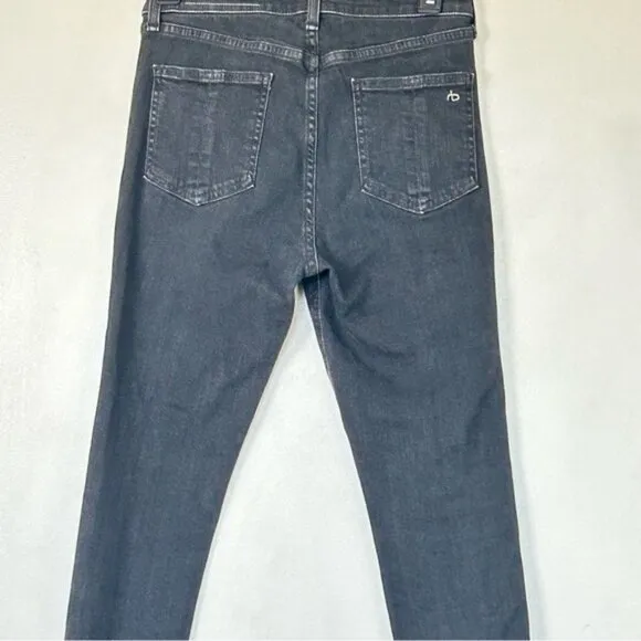 Rag &amp; Bone Nina High-Rise Ankle Skinny Black Wash Denim Jeans- Size 27