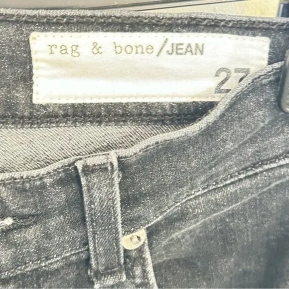 Rag &amp; Bone Nina High-Rise Ankle Skinny Black Wash Denim Jeans- Size 27