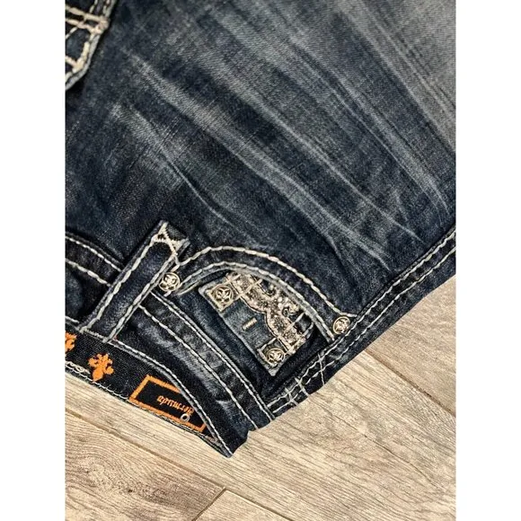 Rock Revival Denim Shorts Sherry Bermuda size 26 Distressed‎ Embellished Bling
