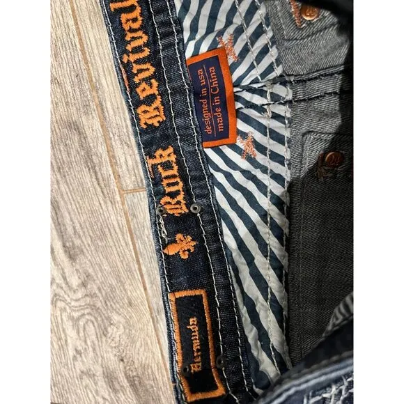 Rock Revival Denim Shorts Sherry Bermuda size 26 Distressed‎ Embellished Bling